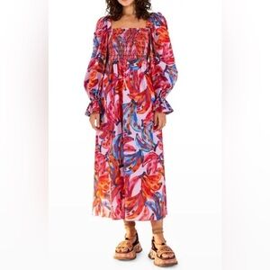 FARM Rio Tropical Banana Pink Maxi Dress size L